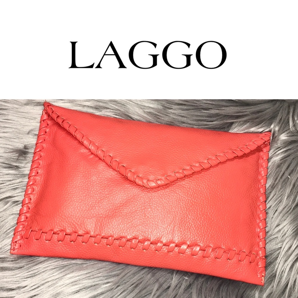 LAGGO orange leather envelope clutch